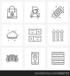Simple Set of 9 Line Icons such as arrow, carousel, medicine, download, download Vector Illustration
