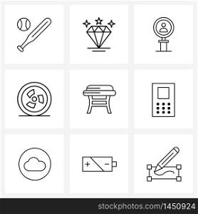 Simple Set of 9 Line Icons such as couch, medical, beauty, lab, man Vector Illustration