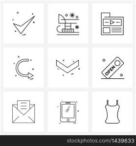 Simple Set of 9 Line Icons such as direction, right, file, arrow, arrow Vector Illustration