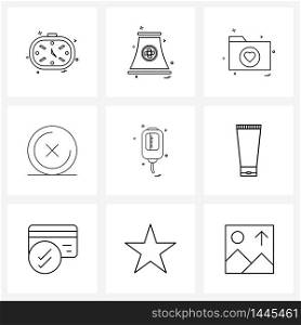 Simple Set of 9 Line Icons such as exit, close, industrial, app, directory Vector Illustration