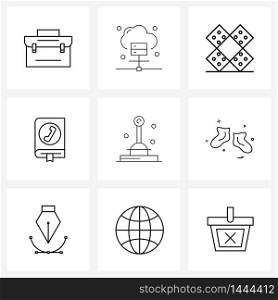 Simple Set of 9 Line Icons such as industrial, control, medical, phone, contact list Vector Illustration