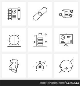 Simple Set of 9 Line Icons such as interaction, essential, bill, communication, user Vector Illustration