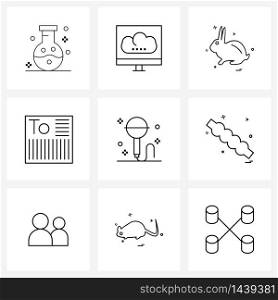 Simple Set of 9 Line Icons such as microphone, shipment, rabbit, quality, label Vector Illustration