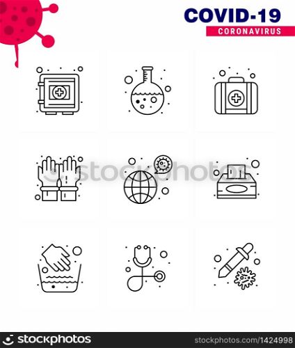 Simple Set of Covid-19 Protection Blue 25 icon pack icon included bacteria, secure, research, safety, gloves viral coronavirus 2019-nov disease Vector Design Elements