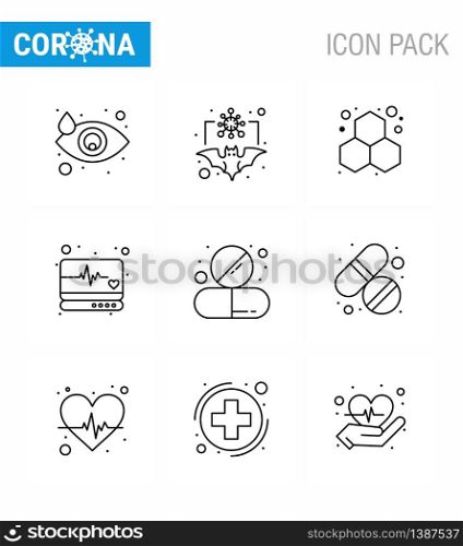 Simple Set of Covid-19 Protection Blue 25 icon pack icon included capsule, supervision, virus, medical, science viral coronavirus 2019-nov disease Vector Design Elements