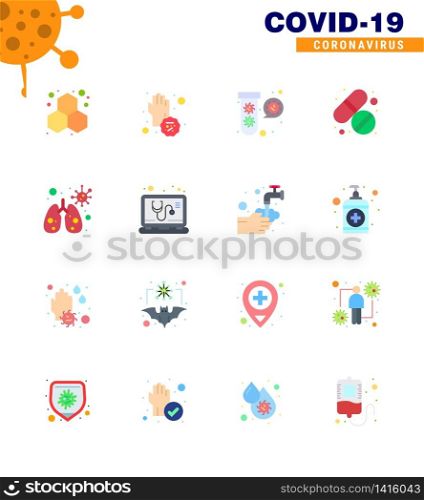Simple Set of Covid-19 Protection Blue 25 icon pack icon included care, pill, hands, medicine, tubes viral coronavirus 2019-nov disease Vector Design Elements