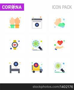 Simple Set of Covid-19 Protection Blue 25 icon pack icon included corona, smart watch, hands, pulse, healthcare viral coronavirus 2019-nov disease Vector Design Elements