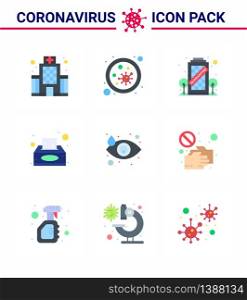 Simple Set of Covid-19 Protection Blue 25 icon pack icon included crying, tissue, virus, napkin, staying viral coronavirus 2019-nov disease Vector Design Elements