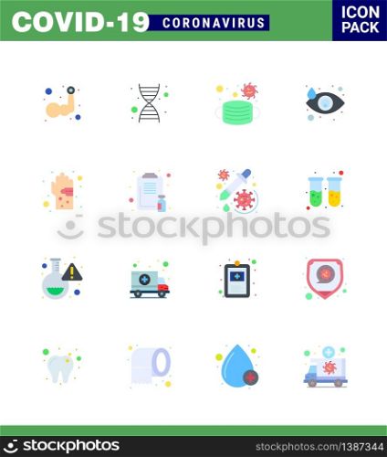 Simple Set of Covid-19 Protection Blue 25 icon pack icon included dirty, tear, face, eye, crying viral coronavirus 2019-nov disease Vector Design Elements