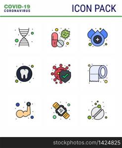 Simple Set of Covid-19 Protection Blue 25 icon pack icon included disease, tooth, medicine, medical, dental viral coronavirus 2019-nov disease Vector Design Elements