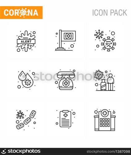 Simple Set of Covid-19 Protection Blue 25 icon pack icon included doctor on call, fever, virus, dengue, blood viral coronavirus 2019-nov disease Vector Design Elements