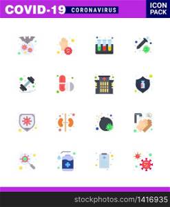 Simple Set of Covid-19 Protection Blue 25 icon pack icon included dumbbell, pipette, disease, healthcare, test tubes viral coronavirus 2019-nov disease Vector Design Elements