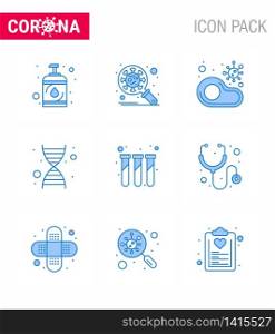 Simple Set of Covid-19 Protection Blue 25 icon pack icon included genome, dna, virus, steak, no viral coronavirus 2019-nov disease Vector Design Elements
