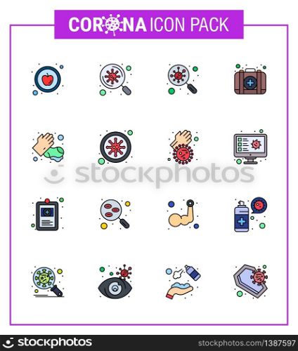 Simple Set of Covid-19 Protection Blue 25 icon pack icon included hands, case, find, medical, emergency viral coronavirus 2019-nov disease Vector Design Elements