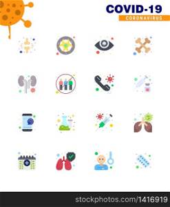Simple Set of Covid-19 Protection Blue 25 icon pack icon included infected, skeleton, science, cross, ophthalmology viral coronavirus 2019-nov disease Vector Design Elements