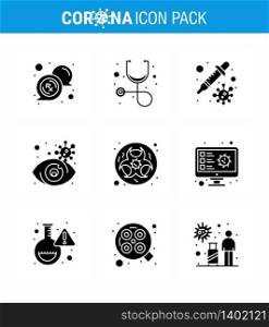 Simple Set of Covid-19 Protection Blue 25 icon pack icon included lab, bio, petri, virus infected, search viral coronavirus 2019-nov disease Vector Design Elements