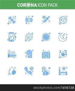 Simple Set of Covid-19 Protection Blue 25 icon pack icon included medical, health, vaccine, virus, disease viral coronavirus 2019-nov disease Vector Design Elements