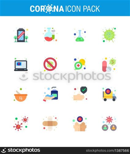 Simple Set of Covid-19 Protection Blue 25 icon pack icon included online, virus, lab, sars, influenza viral coronavirus 2019-nov disease Vector Design Elements