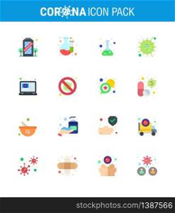 Simple Set of Covid-19 Protection Blue 25 icon pack icon included online, virus, lab, sars, influenza viral coronavirus 2019-nov disease Vector Design Elements