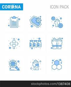 Simple Set of Covid-19 Protection Blue 25 icon pack icon included patient, fraction, covid, brake, bacteria viral coronavirus 2019-nov disease Vector Design Elements