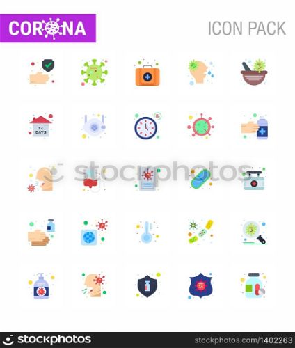 Simple Set of Covid-19 Protection Blue 25 icon pack icon included pharmacy bowl, medicine, emergency, virus, nose viral coronavirus 2019-nov disease Vector Design Elements