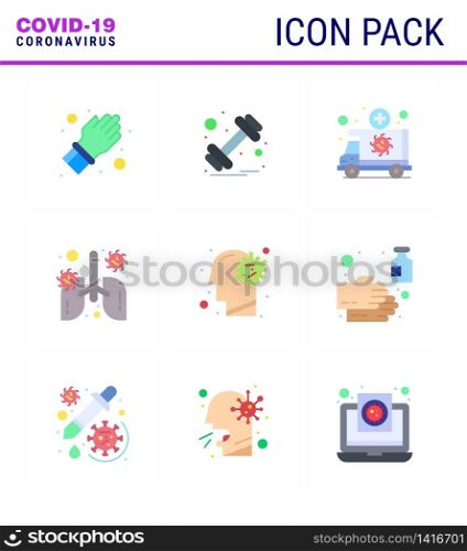 Simple Set of Covid-19 Protection Blue 25 icon pack icon included pneumonia, lung, ambulance, breath, vehicle viral coronavirus 2019-nov disease Vector Design Elements