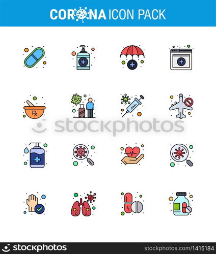 Simple Set of Covid-19 Protection Blue 25 icon pack icon included preparing, herbal, insurance, bowl, online viral coronavirus 2019-nov disease Vector Design Elements