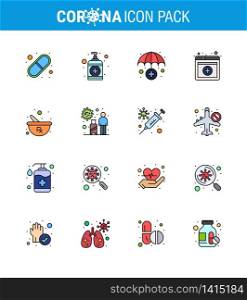 Simple Set of Covid-19 Protection Blue 25 icon pack icon included preparing, herbal, insurance, bowl, online viral coronavirus 2019-nov disease Vector Design Elements