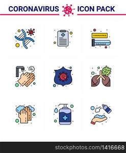 Simple Set of Covid-19 Protection Blue 25 icon pack icon included safeguard, twenty seconds, blood, washing, hands viral coronavirus 2019-nov disease Vector Design Elements