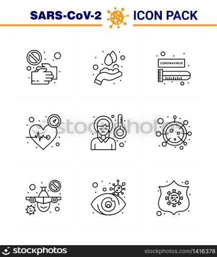 Simple Set of Covid-19 Protection Blue 25 icon pack icon included time, heart, medical, beat, test tube viral coronavirus 2019-nov disease Vector Design Elements