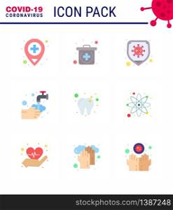 Simple Set of Covid-19 Protection Blue 25 icon pack icon included tooth, care, protection, bubble, washing viral coronavirus 2019-nov disease Vector Design Elements