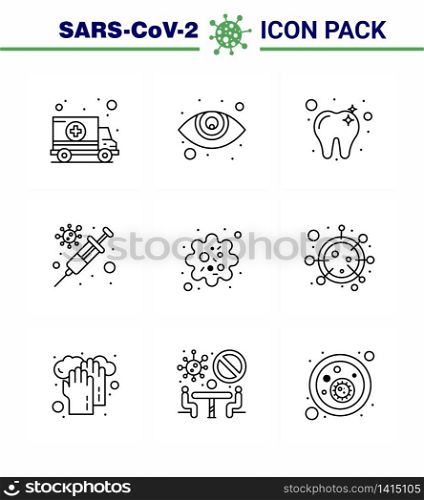 Simple Set of Covid-19 Protection Blue 25 icon pack icon included virus, particle, dental, infection, vaccine viral coronavirus 2019-nov disease Vector Design Elements