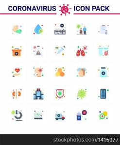 Simple Set of Covid-19 Protection Blue 25 icon pack icon included virus, transmission, attach, tourist, survice viral coronavirus 2019-nov disease Vector Design Elements