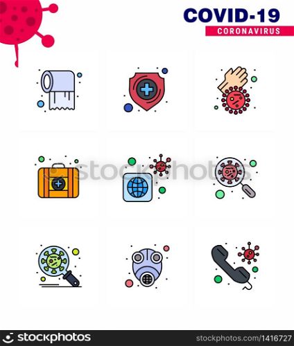 Simple Set of Covid-19 Protection Blue 25 icon pack icon included virus, worldwide, bacteria, medicine, first aid viral coronavirus 2019-nov disease Vector Design Elements