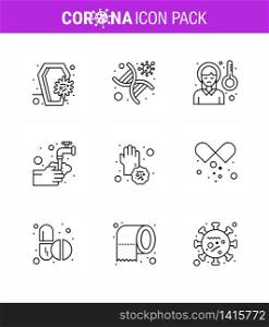 Simple Set of Covid-19 Protection Blue 25 icon pack icon included washing, hands, strand, sickness fever, pain viral coronavirus 2019-nov disease Vector Design Elements