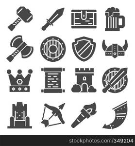 Simple Set of Medieval Related Vector Icons. Contains such Icons as Knight, Castle, Crown. Simple Set of Medieval Related Vector Icons