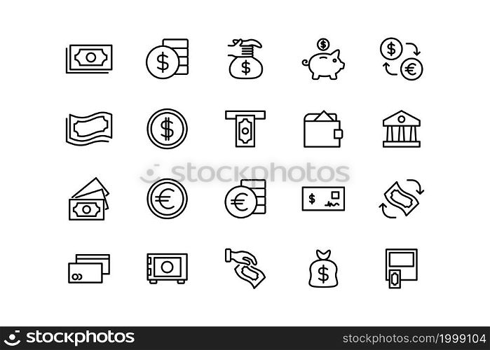 simple set of money line icons