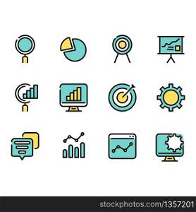 Simple set of outline Business data information thin icons for web.