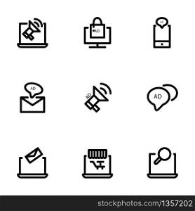 Simple set of outline Digital marketing thin icons for web.