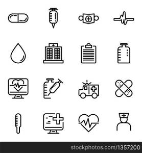 Simple set of outline healthcare. thin icons for web.