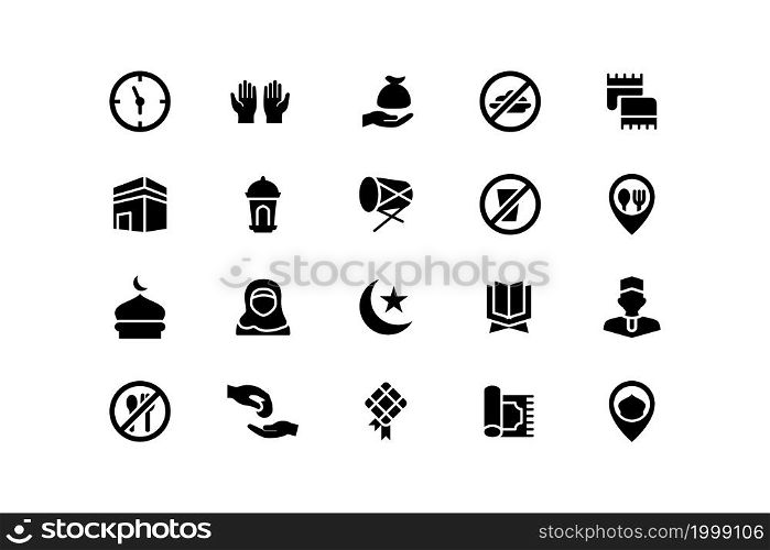 Simple Set of Ramadan Kareem Related Vector Flat Icons