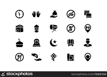 Simple Set of Ramadan Kareem Related Vector Flat Icons