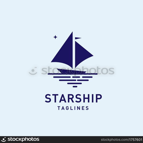 simple ship with star logo vector illustration