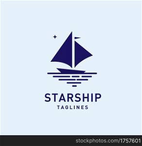 simple ship with star logo vector illustration