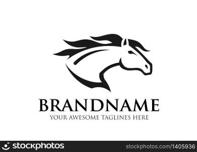 simple sign head of horse for race sport logo vector, equestrian sport vector illustration