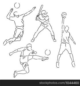 simple sketch of various sports athletes vector illustration