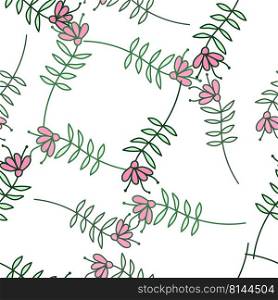 Simple small flower seamless pattern. Cute floral wallpaper. Doodle plants endless wallpaper. Design for fabric, textile print, wrapping, cover. Vector illustration. Simple small flower seamless pattern. Cute floral wallpaper.