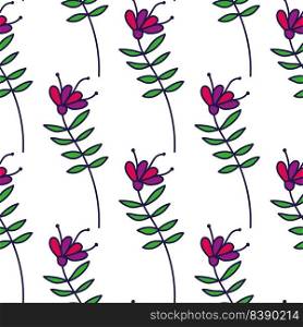 Simple small flower seamless pattern. Cute floral wallpaper. Doodle plants endless wallpaper. Design for fabric, textile print, wrapping, cover. Vector illustration. Simple small flower seamless pattern. Cute floral wallpaper.