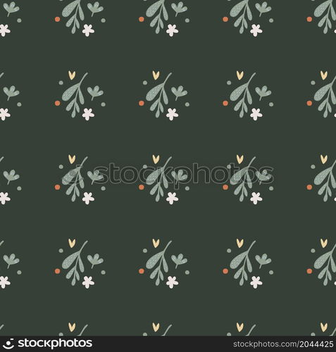 Simple small flowers and leaf seamless pattern. Floral endless ornament. Botanical backdrop. Doodle style print. Design for fabric , textile print, surface, wrapping, cover. Vector illustration. Simple small flowers and leaf seamless pattern. Floral endless ornament. Botanical backdrop.