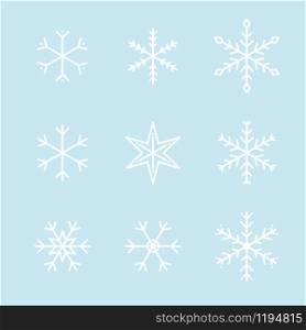Simple snowflakes vector flat icons set. Winter outline stroke illustration for motion graphics shape animation. Freeze water ice